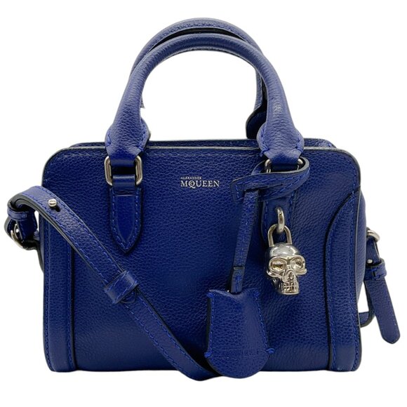 Alexander McQueen Blue Leather Mini Padlock Two Way Bag - Picture 1 of 10